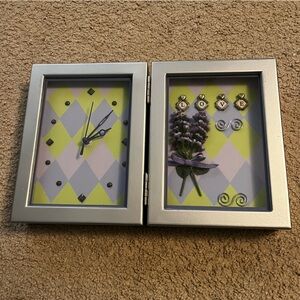 Shadow box clock purple and green